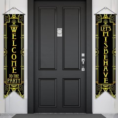 Roaring 20s Party Decorations New Year Porch Signs Black and Gold