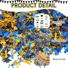2500pcs Graduation Confetti Decorations, Black Gold Blue Congrats Grad Table …