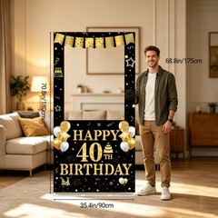 40th Decorations for Men, 29Pcs Photo Booth Prop Set with Freestanding Frame,…