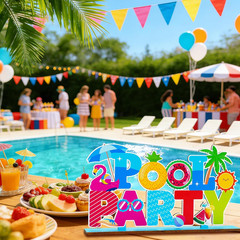 Pool Party Decorations Wood Table Centerpieces 11.81″ X 6.37″ Summer Pool Party
