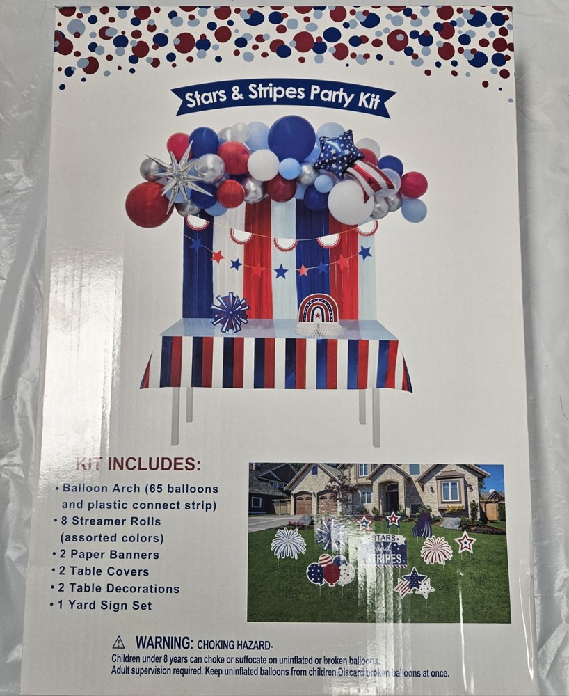 Stars and Stripes Patriotic Party Decorating Kit, 80 Piece, Red/White/Blue
