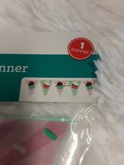 Way To Celebrate Birthday Plastic Flag Banner W/Cupcakes & Sprinkles 12 Ft. BNWT