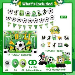 2026 World Cup Soccer Party Decorations Kit, Green, Gold, White, Black