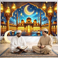 Eid Decorations Banner Ramadan Decorations 71×43 Inch Backdrop Crescent Moon …