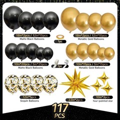 Black and Gold Balloon Arch Kit 117 PCS, Gold and Black Party Decorations, 20…