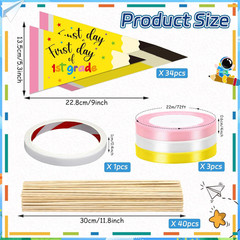 34 Pcs Back to School Banner DIY Kit First Day of School Flags | Last Day of Sch
