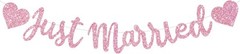 Pre-Strung Pink Just Married Banner – Glittery Party Decor for All Occasions