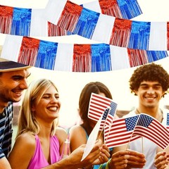 Vibrant 30 Feet Tinsel Fringe Garland – 3 Packs of Red White Blue Party Decor