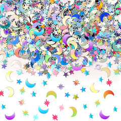 Holographic Star Moon Confetti, Glitter Birthday Star Scatter Table Confetti Iri