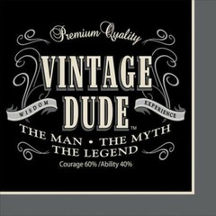 VINTAGE DUDE BIRTHDAY BEVERAGE NAPKINS PARTY TABLE DECORATION PKT 16 X 3PLY