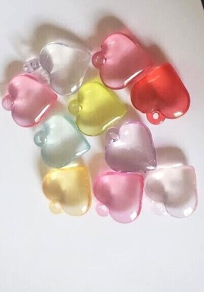 CraftbuddyUS 20 x 0.9inch Transparent MIXED Colors Acrylic Heart Pendant Charms