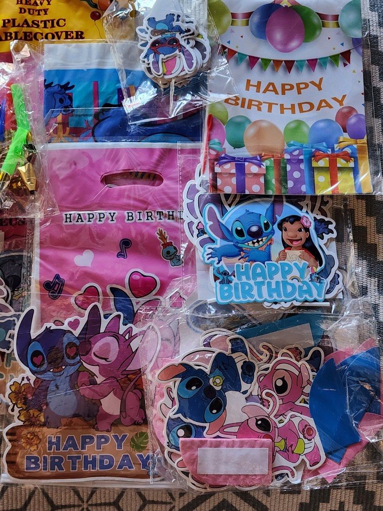 Stitch Party Supplies Decorations 280 Pcs Stickers Forks Spoons Plates Table