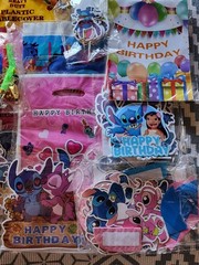 Stitch Party Supplies Decorations 280 Pcs Stickers Forks Spoons Plates Table