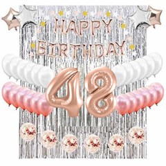 48th Birthday Complete Rose Gold & Silver Balloon Party Decoration Supplies