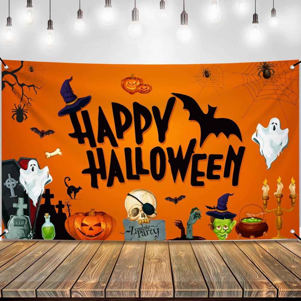KatchOn, Day of the Dead Backdrop – XLarge, 72×44 inches, Orange and Black