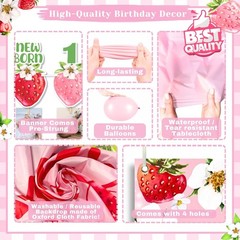 Berry First Birthday Decorations Set – Strawberry 1st Birthday Decorations Gi…