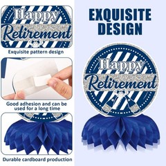 10 Pcs Retirement Party Decorations, Blue Silver Retirement Table Honeycomb C…
