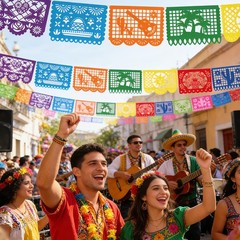 Mexican Fiesta Decorations 54 FT Waterproof Papel Picado Banner Flags Pack