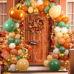 Fall Thanksgiving Balloon Arch Garland Kit, 18″ 10″ 5″ Burnt Orange Gold Fall…