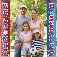 Baseball Party Decorations Baseball Themed Porch Sign Welcome Door Hanging Ba…