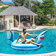 Inflatable Shark Pool Floats, 95″ Large Inflatable Ride on Pool Raft, Shark P…