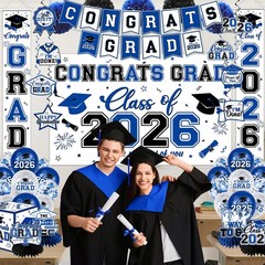 Graduation Decorations 2026 Set Black and Blue – Dark