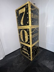 70th Birthday Decorative Boxes Stackable Cubes Black And Gold