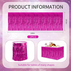 2 Pack Metallic Tinsel Foil Fringe Table Skirts for Rectangle & Round Tables Hot