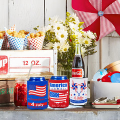 16PCS 4Th/Fourth of July Decorations Can Cooler Sleeves for Independence Day Mem