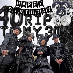 40th Birthday Decorations Black Silver – Happy Banner Rip to My 30s