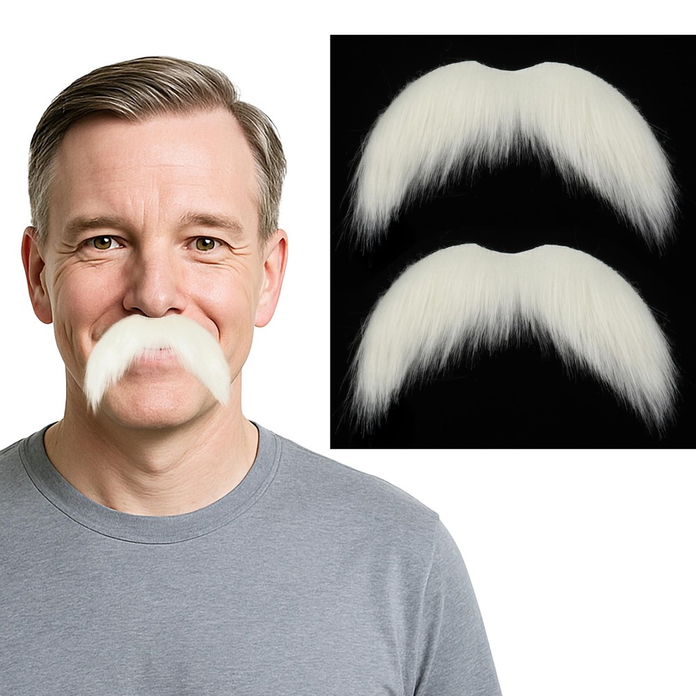 2Pcs Men Fake Mustache Realistic Mustaches Fake Facial Hair Beard for Cosplay