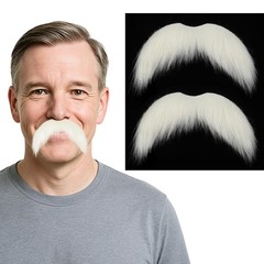 2Pcs Men Fake Mustache Realistic Mustaches Fake Facial Hair Beard for Cosplay