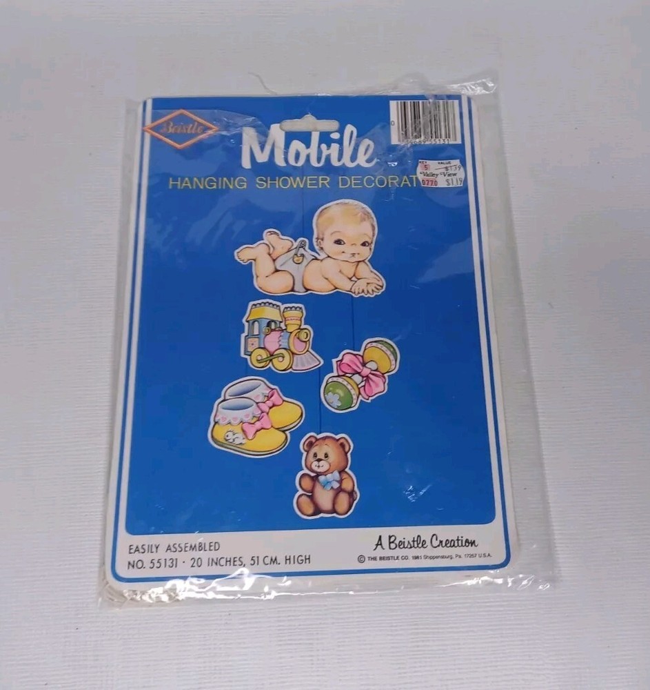 Vintage 1981 Beistle Co. Paper Mobile Baby Shower Decor Hanging Decoration