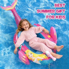 Kids Pool Floats with Water Gun, Mermaid Toddler Inflatable Pool Toys for Kid