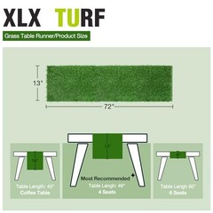 Artificial Grass Table Runner 72 Inches – Green Fake Grass Turf 12 x 72 Inches