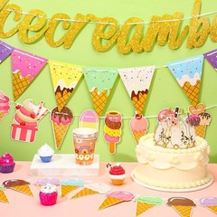 Ice Cream Decorations Bar Banner Party Supplies Sign for Birthday Decor Shower