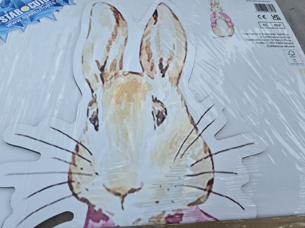 Star Cutouts SC4595 Rabbit With Pink Jacket Water Colour Cardboard Cutout 93cm