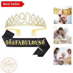 Sparkling 90th Birthday Sash and Tiara Set – Be the Queen of Your Celebration
