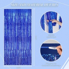 Reusable Royal Blue Foil Tinsel Backdrop – 3.3×8.2 FT for Parties & Celebrations