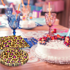 40 PCS Pink Cheetah Print Birthday Decorations Disposable Safari Animal Leopard