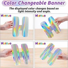 Iridescent Happy Birthday Banner, Pre-Strung Holographic Birthday Decorations…