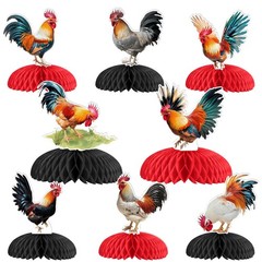 8 Pieces Rooster Honeycomb Centerpieces for Tables – Chicken Farm Theme Birth…