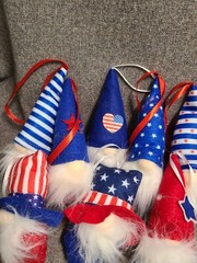 Patriotic Red White and Blue Gnome Decor Lot of 10 Different