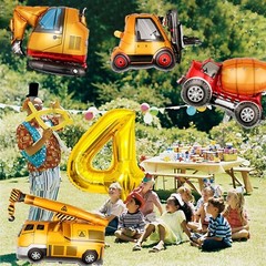 Construction Birthday Party Supplies 4 5 6 Year Old, Large Construction Balloons