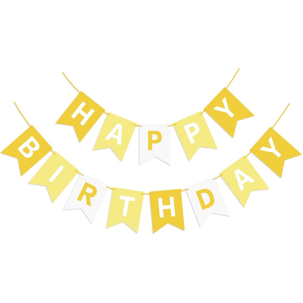 Yellow Happy Banner Sign Happy Bunting Banner Garland for Girl Woman Tea Part…