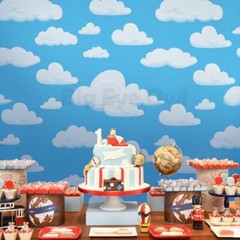 Blue Sky White Clouds Backdrop Cartoon Kids Newborn Birthday Party Photography