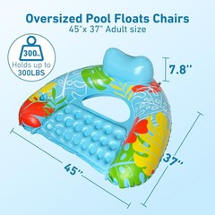 2 Pack Pool Floats Adult, Inflatable Pool Float Chairs with Cup Holder, Pool …