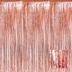 Rose Gold 3.28×6.56ft Metallic Tinsel Foil Fringe Curtain Streamers 4 PCS