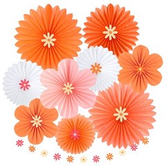 Flowers Decorations for Wall, Spring Pink and Orange Party Decorations, Orang…