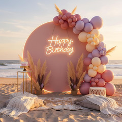 LED Happy Birthday Neon Sign – Dimmable Wall Decor for Party, USB Powered